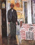 Edvard Munch Clock and bed painting